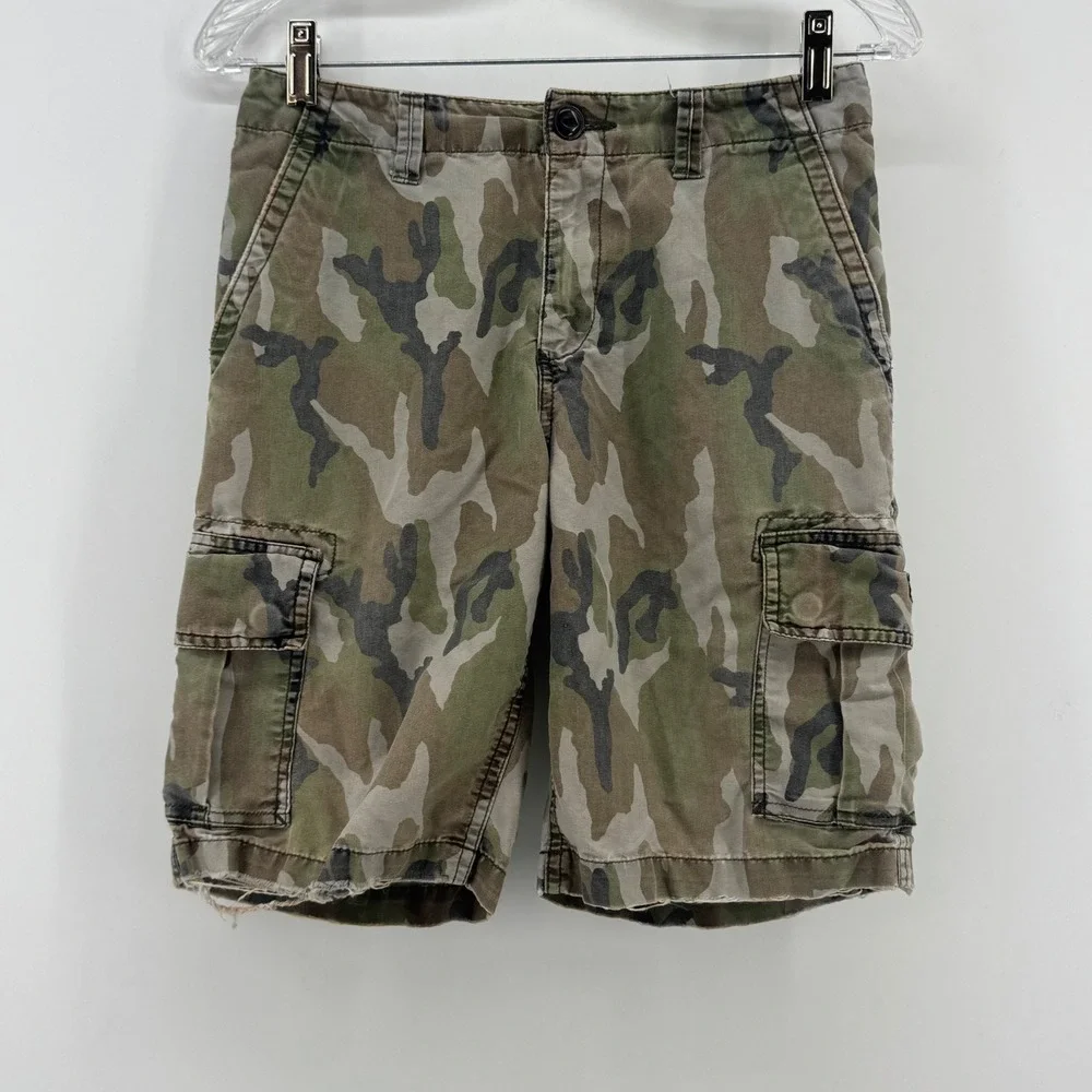 DC‎ Shoes Mens 27 Camo Cargo Shorts Woodland Camouflage Distressed ADBWS00006